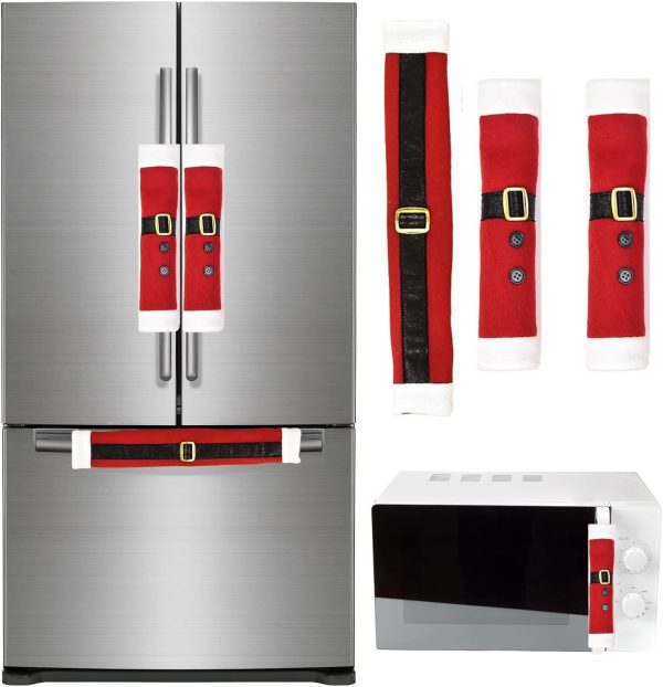 ASTRYAS 3 Piece Set Christmas Refrigerator Handle Covers Santa Snowman