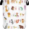 Alphabet Wild Animals Laundry Basket, Lion Cow Giraffe Laundry Hamper