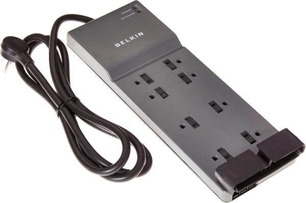 Belkin 8-Outlet Power Strip Surge Protector w/Flat Plug, 6ft Cord – Ideal