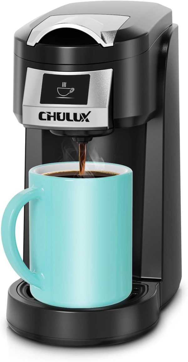 CHULUX Classic Single Serve Coffee Maker for K Cup, One Button Easy Coffee