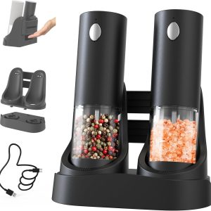 CIRCLE JOY Electric Salt and Pepper Grinder Set Automatic Salt and Pepper