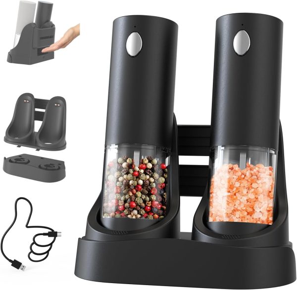 CIRCLE JOY Electric Salt and Pepper Grinder Set Automatic Salt and Pepper