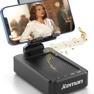Cell Phone Stand with Wireless Bluetooth Speaker and Anti-Slip Base HD