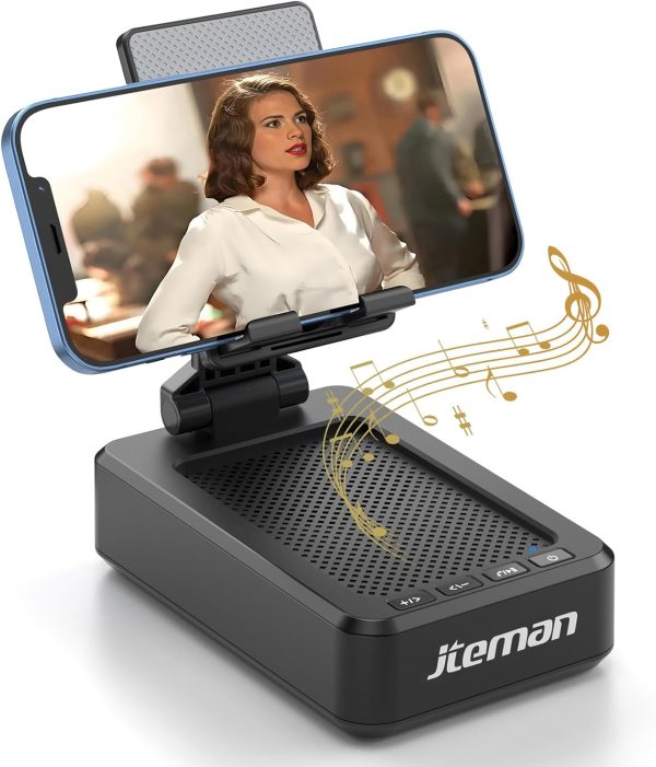 Cell Phone Stand with Wireless Bluetooth Speaker and Anti-Slip Base HD