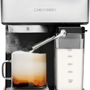 Chefman 6-in-1 Espresso Machine with Built-In Milk Frother, 15-BAR Pump,