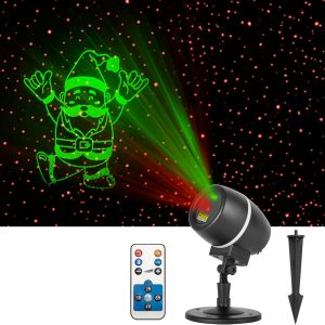 Christmas Laser Projector - Red and Green Dancing Santa Claus Outdoor