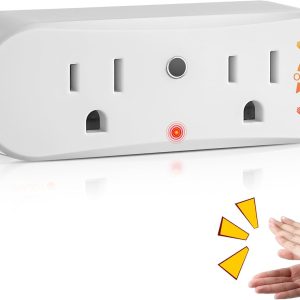 Clapping Light Control Switch, Wireless Wall Outlet with 2 Output Sockets,