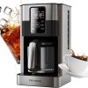 Coffee Maker with Glass Carafe for Home Office, Programmable Stainless