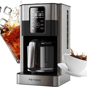 Coffee Maker with Glass Carafe for Home Office, Programmable Stainless