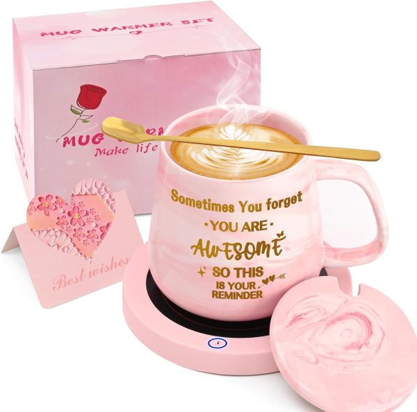 Coffee Mug Warmer & You are Awesome Mug Set, Coffee Gifts Set for Women