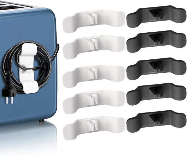 Cord Organizer for Kitchen Appliances - 10 Pack (5 Black, 5 White) -