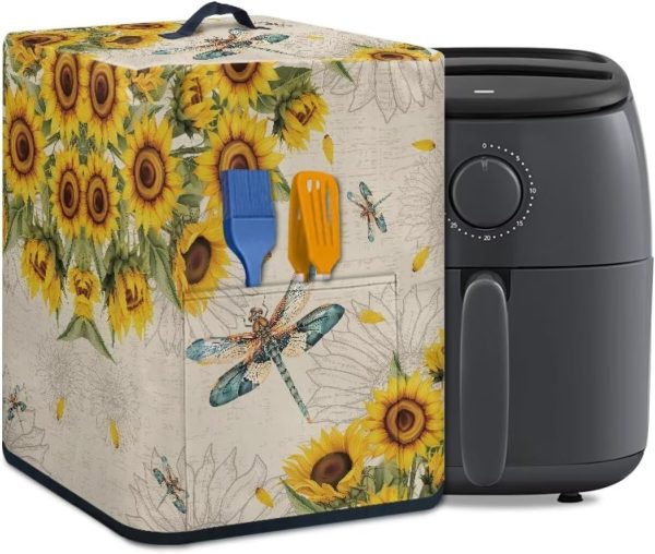 Cozeyat Sunflower Dragonfly Air Fryer Dust Cover Kitchen Cooker Dust