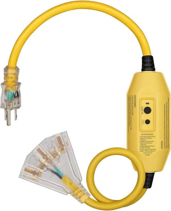 DEWENWILS 3 FT Automatic GFCI Extension Cord Outdoor, 12/3 Gauge Extension