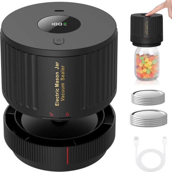 Electric Mason Jar Vacuum Sealer Kit for Wide Mouth and Regular Mouth Mason