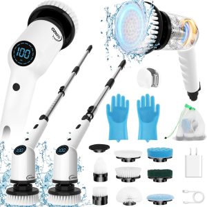 Electric Spin Scrubber, 9 in 1 Cordless Cleaning Brush with Type C USB