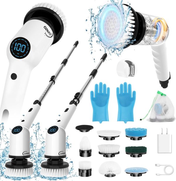 Electric Spin Scrubber, 9 in 1 Cordless Cleaning Brush with Type C USB