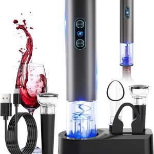 Electric Wine Opener, Rechargeable Cordless Wine Accessories, Stainless