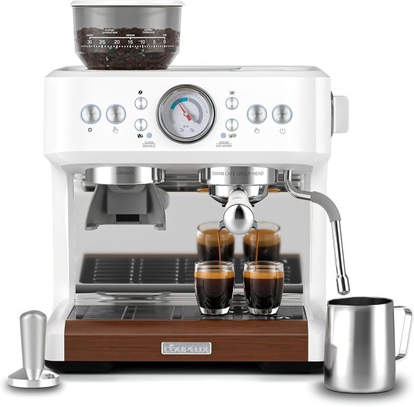 Espresso Machine with Grinder, Professional Coffee and Espresso Maker Combo