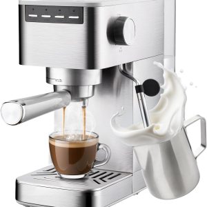 Espresso Machine with Milk Frother, Stainless Steel Espresso Maker,