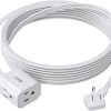 Extension Cord 15ft SUPERDANNY Mini Power Strip Ultra Right Angled Flat
