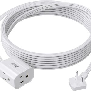 Extension Cord 15ft SUPERDANNY Mini Power Strip Ultra Right Angled Flat
