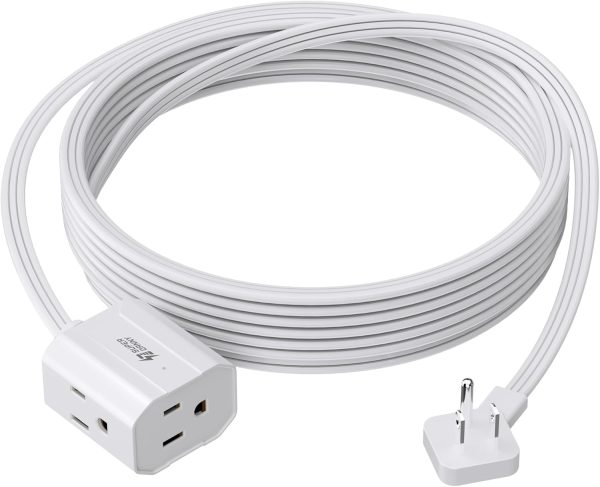 Extension Cord 15ft SUPERDANNY Mini Power Strip Ultra Right Angled Flat
