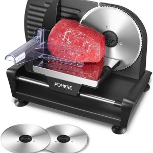 FOHERE Meat Slicer for Home Use, 200W Electric Deli Food Slicer with