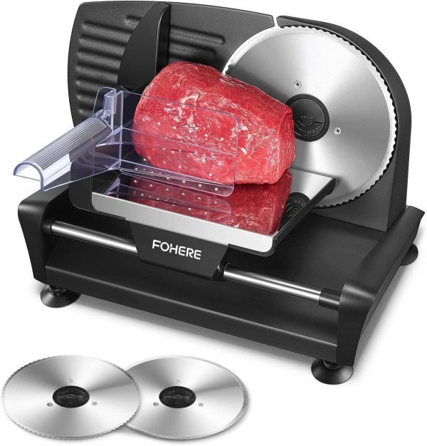 FOHERE Meat Slicer for Home Use, 200W Electric Deli Food Slicer with
