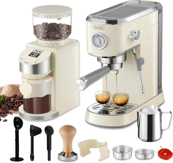 Gevi Espresso Machine 20 Bar with Grinder，Professional Espresso Maker with