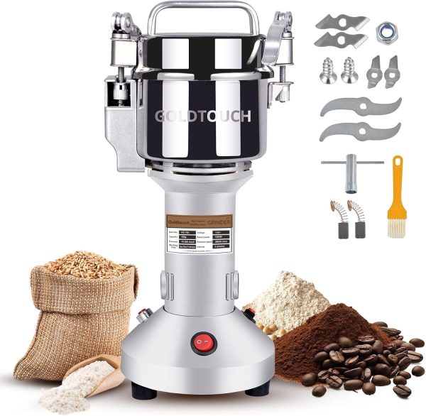 Goldtouch 150g High Speed Electric Grain Mill Grinder, 1500W 110V Stainless