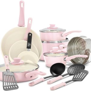 GreenLife Soft Grip 16 Piece Cookware Set, Non-Toxic PFAS-Free Ceramic