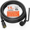 HUANCHAIN 14 Gauge 15 FT Flat Plug Extension Cord Black Indoor Outdoor,