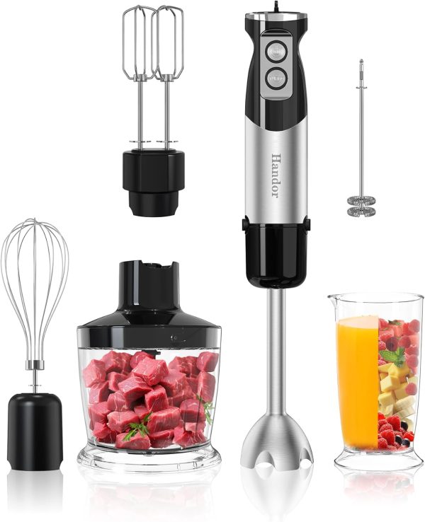 Handor 6-in-1 Hand Immersion Blender, 1000W 12 Speed Handheld Blender with