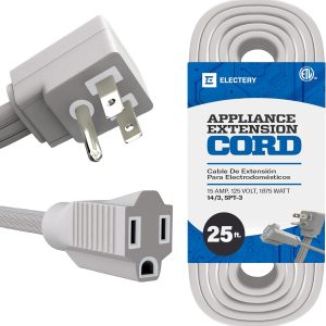 Heavy Duty Appliance Extension Cord, 14 AWG - 3 Prong Grounded Flat Plug,