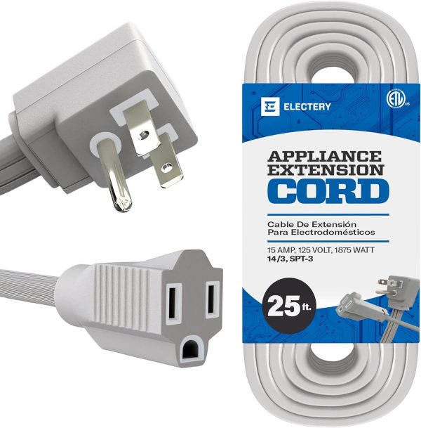 Heavy Duty Appliance Extension Cord, 14 AWG - 3 Prong Grounded Flat Plug,