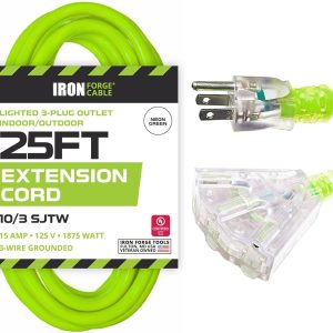 Iron Forge Cable 3 Outlet 10 Gauge Extension Cord 25 ft, 10/3 Heavy Duty