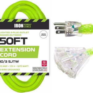 Iron Forge Cable 3 Outlet 10 Gauge Extension Cord 50 ft, 10/3 Heavy Duty