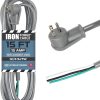 Iron Forge Cable Flat Plug Replacement Power Cable with Open End - 12/3 15