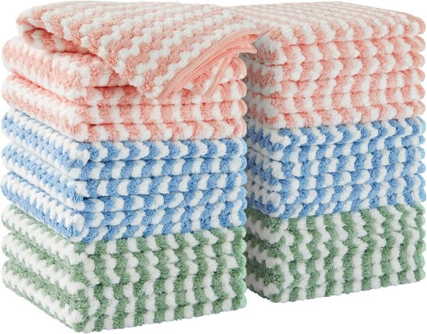 JOYMOOP Microfiber Cleaning Cloth, Kitchen Towels for Dish Drying Washing,
