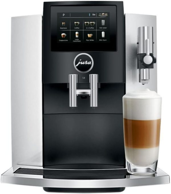 Jura S8 64 oz Water Capacity, 10 oz Bean Capacity, 15 Types of Drinks