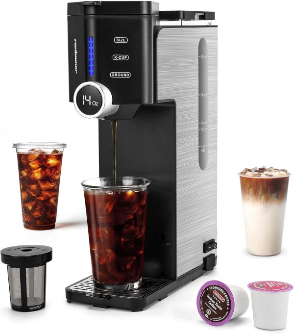 K Cup Pod Coffee Maker,One Cup Coffee Machine Brew 6-14 oz Ground Coffee
