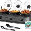 KOOC Triple Slow Cooker Buffet Server and Food Warmer 3x1.5 Quart