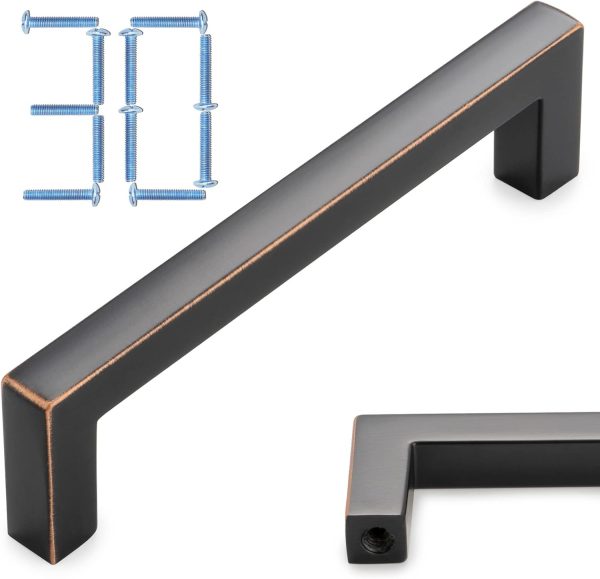 KOOFIZO 30-Pack Solid Square Bar Cabinet Handle - Oil Rubbed Bronze