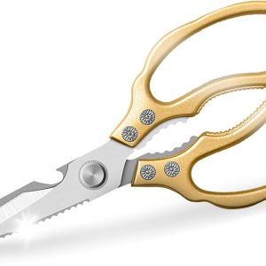 Kitchen Scissors, Heavy Duty Sharp Kitchen Shears Dishwasher Safe,Gold
