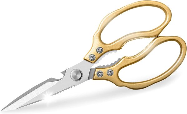 Kitchen Scissors, Heavy Duty Sharp Kitchen Shears Dishwasher Safe,Gold