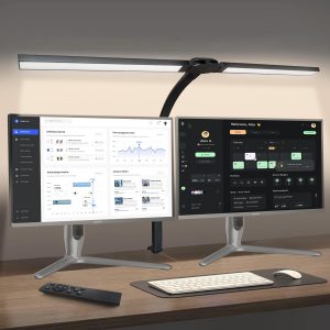 Led Desk Lamp for Office Home,Remote Control 24W Dual Head Lamp with Clip,