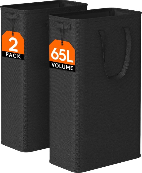 Lifewit 65L 2 Pack Slim Laundry Hamper, Narrow Laundry Basket with Handles,