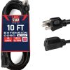 Lone Star Oil Resistant Heavy Duty Outdoor Extension Cord 10 Ft for Farms &