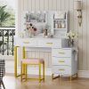 Makeup Vanity Desk with Lights, Vanity Desk with Power Outlet, 3 Lighting