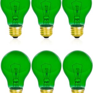 Mandala Crafts Clear 25 Watt Green Light Bulbs E26 Medium Base 120V 25W
